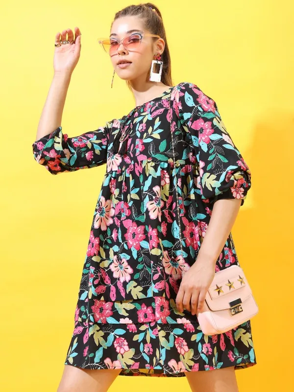 Printed A-Line Dress
