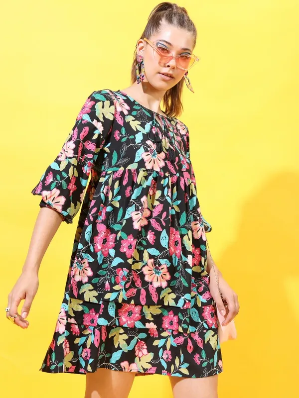 Printed A-Line Dress