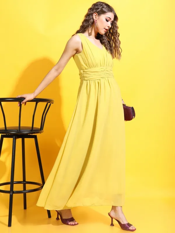  Tokyo Talkies Women Yellow Solid Maxi Dresses