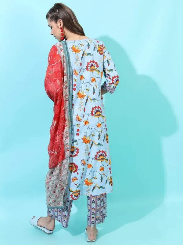  Vishudh Women Blue Printed Kurta Sets