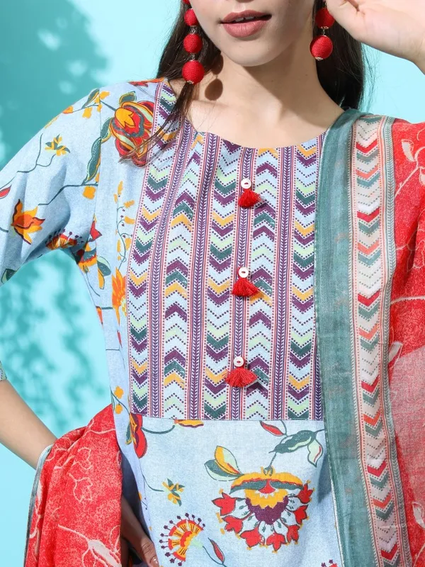  Vishudh Women Blue Printed Kurta Sets