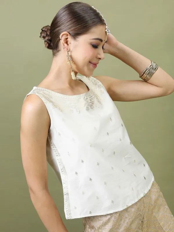  Vishudh Women Off White Printed Regular Tops
