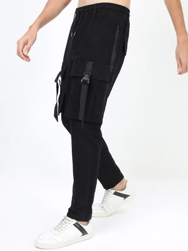  Highlander Men Black Regular Fit Solid Casual Trousers