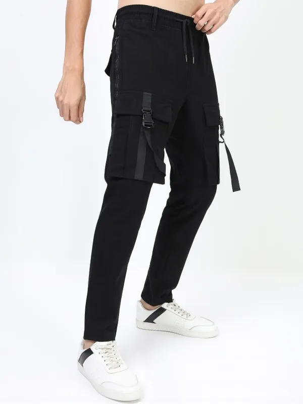  Highlander Men Black Regular Fit Solid Casual Trousers