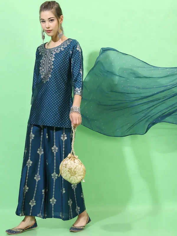  Vishudh Women Teal Printed Kurta Sets