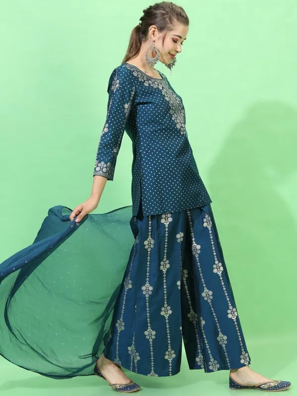  Vishudh Women Teal Printed Kurta Sets