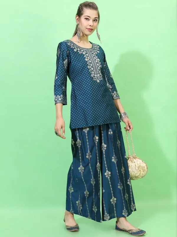  Vishudh Women Teal Printed Kurta Sets