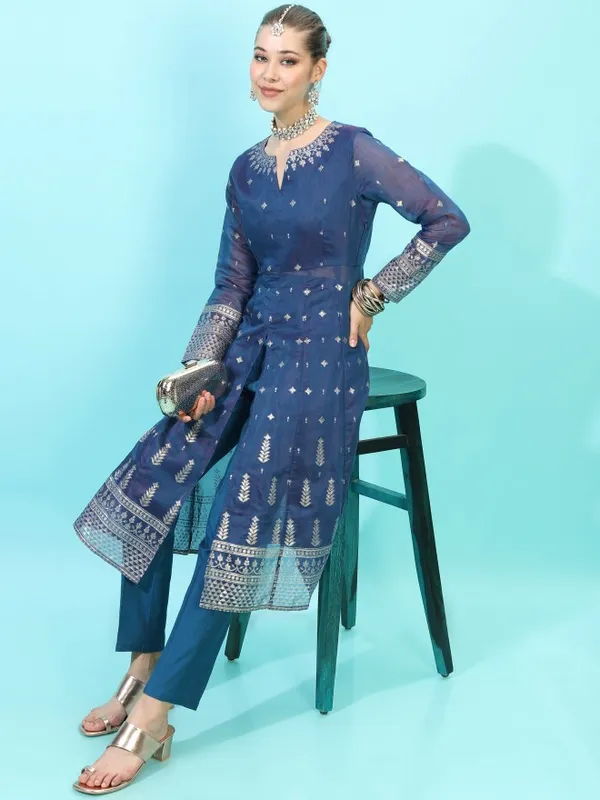  Vishudh Women Blue Printed Kurta Sets