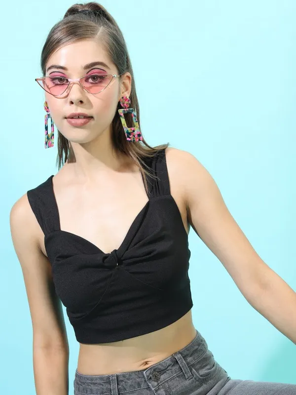  Tokyo Talkies Women Black Solid Regular Tops
