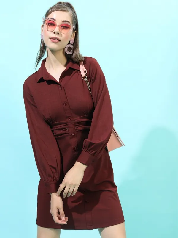  Tokyo Talkies Women Maroon Solid Bodycon Dresses