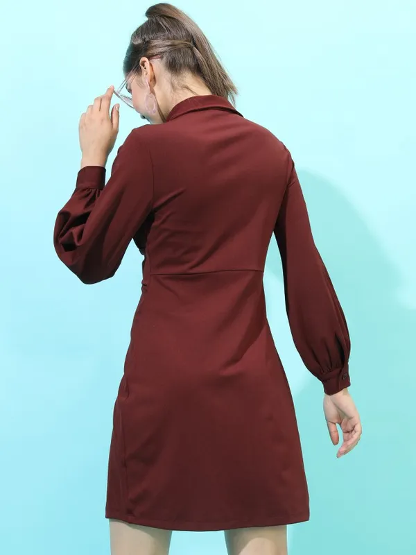  Tokyo Talkies Women Maroon Solid Bodycon Dresses