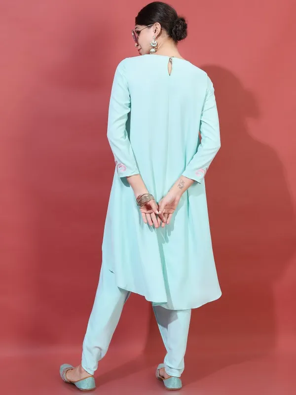  Vishudh Women Blue Embroidered Kurta Sets