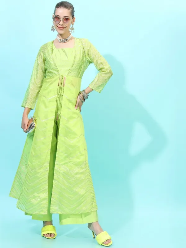  Vishudh Women Green Printed Kurta Sets