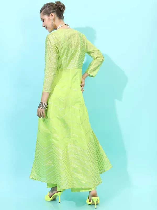  Vishudh Women Green Printed Kurta Sets