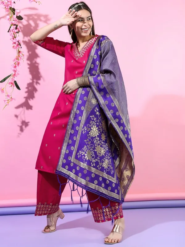  Vishudh Women Pink Printed Kurta Sets