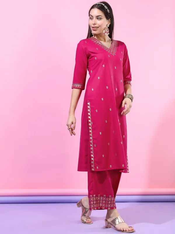 Vishudh Women Pink Printed Kurta Sets