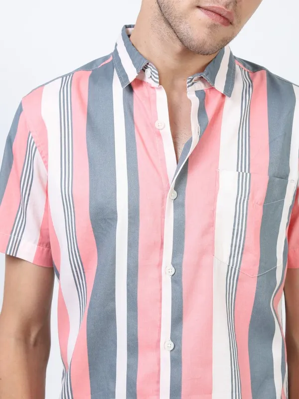 Highlander Men Multi Striped Slim Fit Casual Shirt