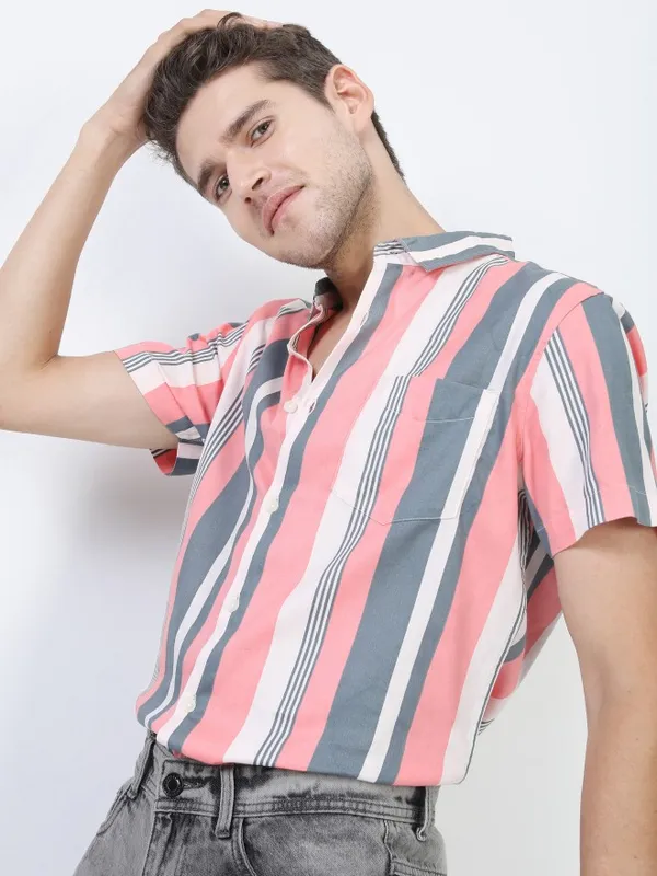 Highlander Men Multi Striped Slim Fit Casual Shirt