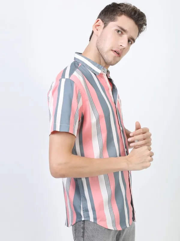 Highlander Men Multi Striped Slim Fit Casual Shirt