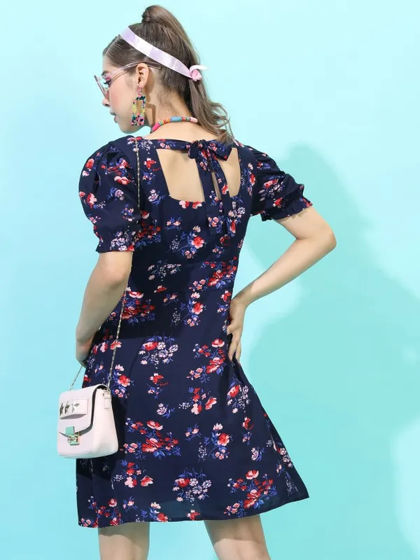  Tokyo Talkies Women Navy Blue Printed A-Line Dresses