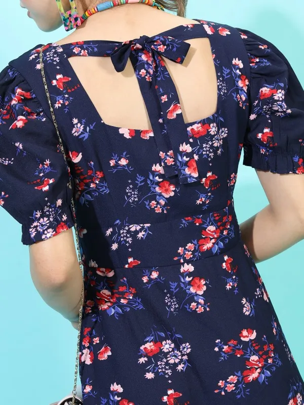  Tokyo Talkies Women Navy Blue Printed A-Line Dresses