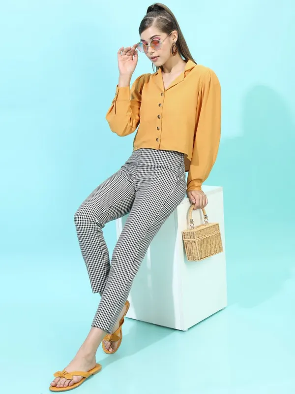 Tokyo Talkies Women Mustard Solid Casual Shirts