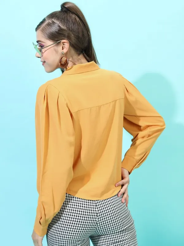 Tokyo Talkies Women Mustard Solid Casual Shirts