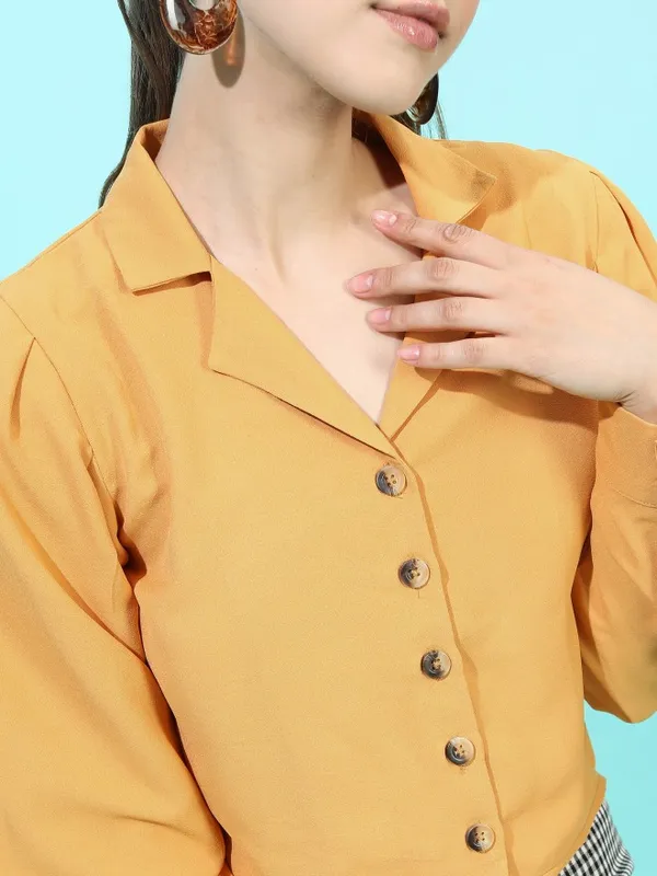  Tokyo Talkies Women Mustard Solid Casual Shirts