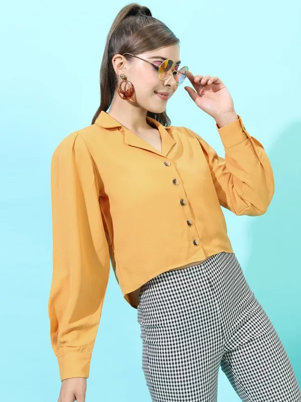  Tokyo Talkies Women Mustard Solid Casual Shirts