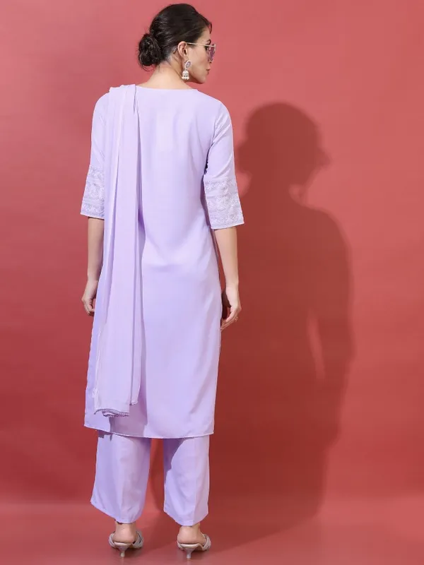  Vishudh Women Mauve Embroidered Kurta Sets