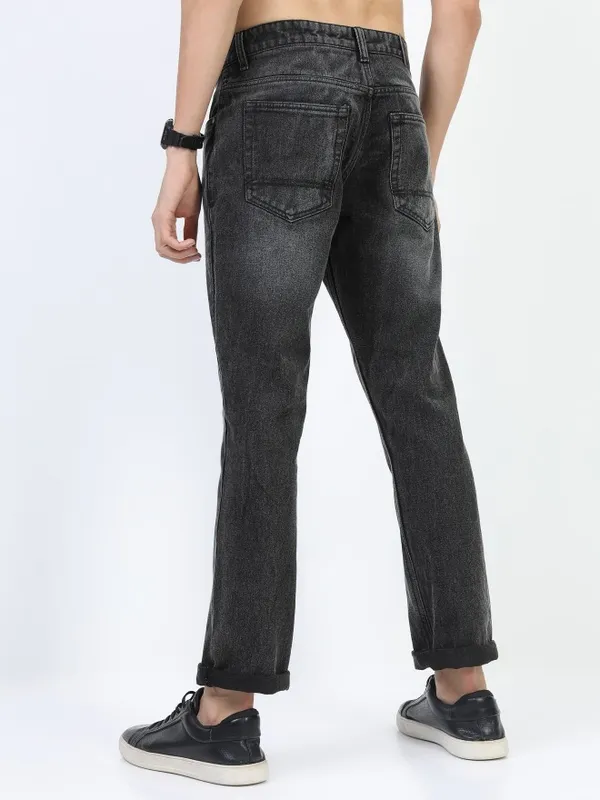  Highlander Men Black Straight Fit Clean Look Jeans