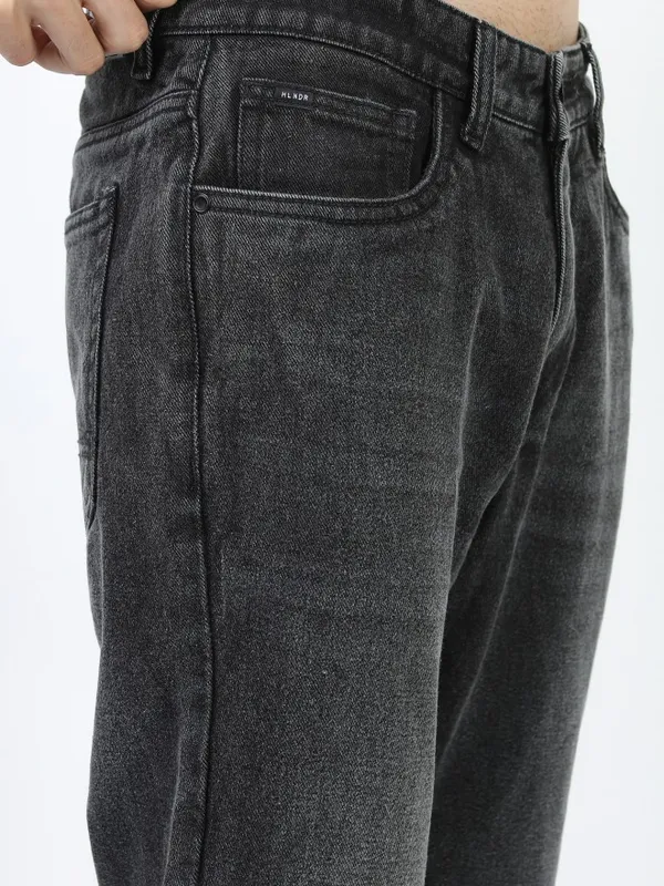  Highlander Men Black Straight Fit Clean Look Jeans