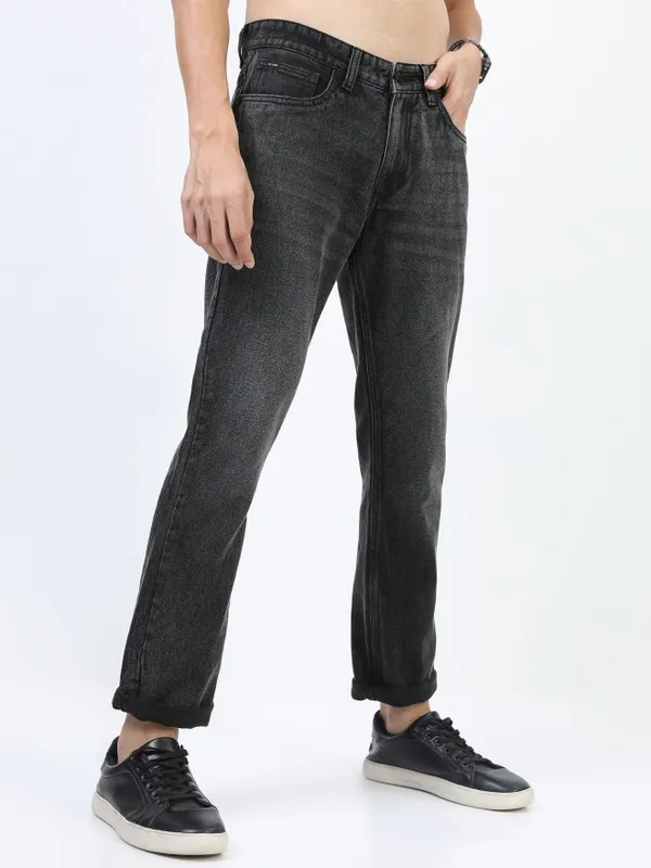  Highlander Men Black Straight Fit Clean Look Jeans