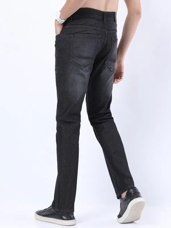  Highlander Men Black Straight Fit Clean Look Jeans