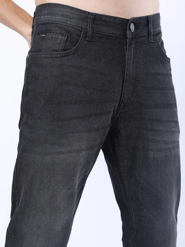  Highlander Men Black Straight Fit Clean Look Jeans