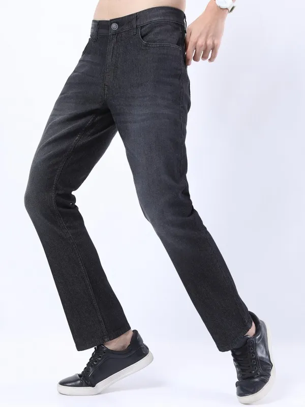  Highlander Men Black Straight Fit Clean Look Jeans