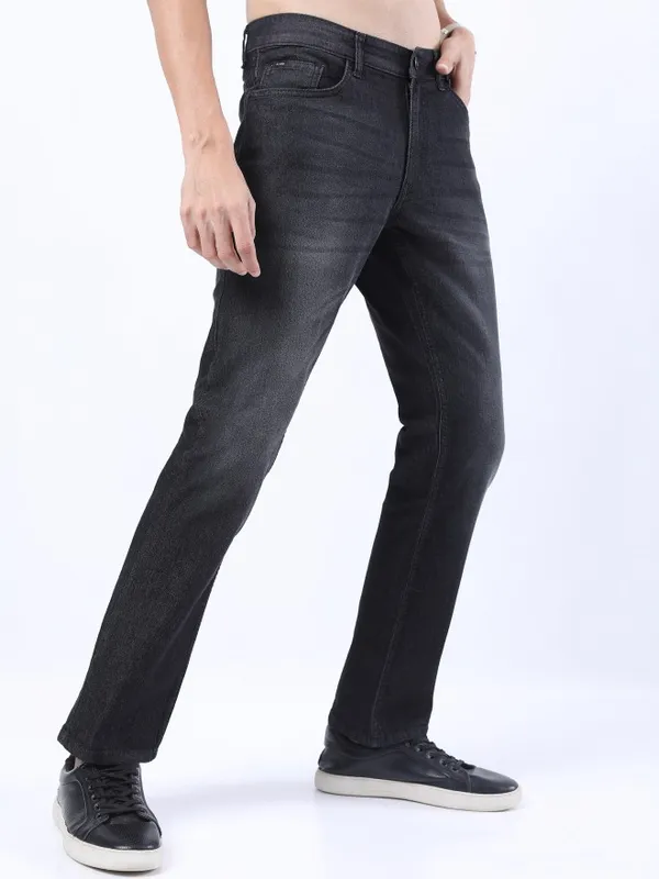  Highlander Men Black Straight Fit Clean Look Jeans