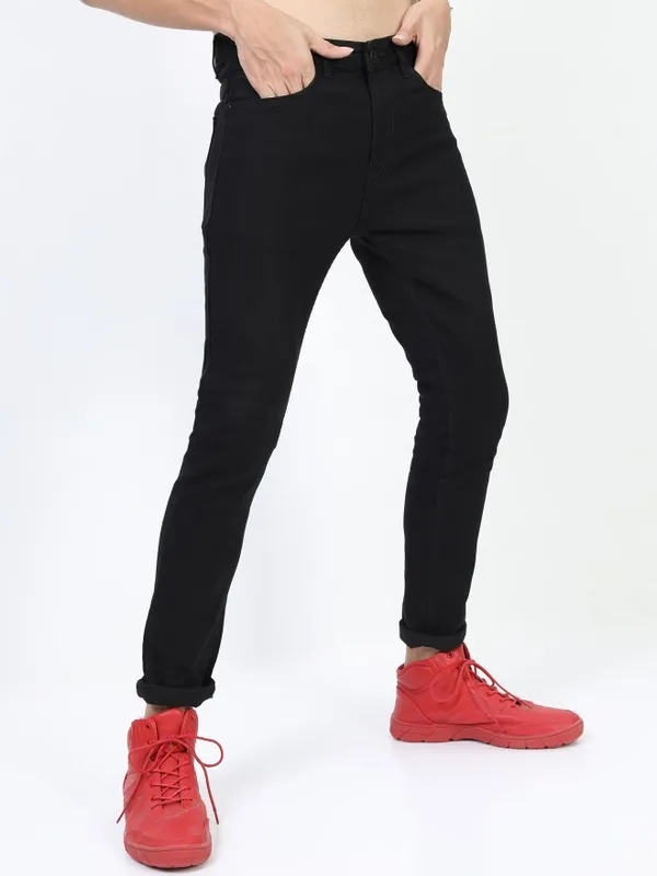  Highlander Men Black Skinny Fit Clean Look Jeans