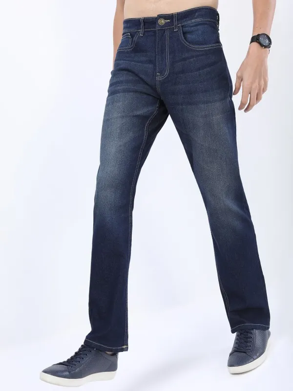 Highlander Men Blue Straight Fit Clean Look Jeans