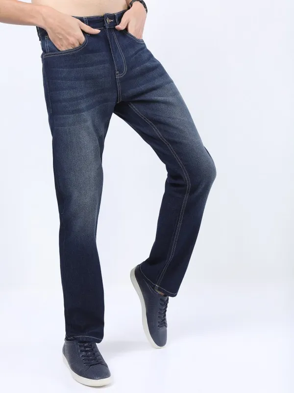  Highlander Men Blue Straight Fit Clean Look Jeans