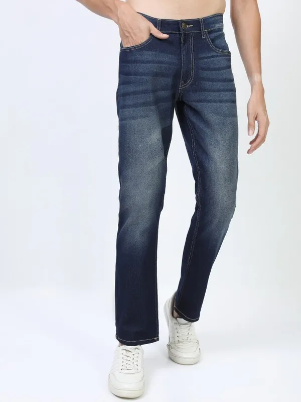  Highlander Men Blue Straight Fit Clean Look Jeans