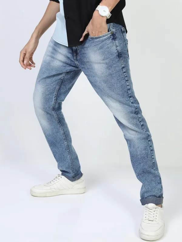  Highlander Men Blue Tapered Fit Clean Look Jeans