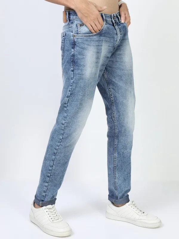  Highlander Men Blue Tapered Fit Clean Look Jeans