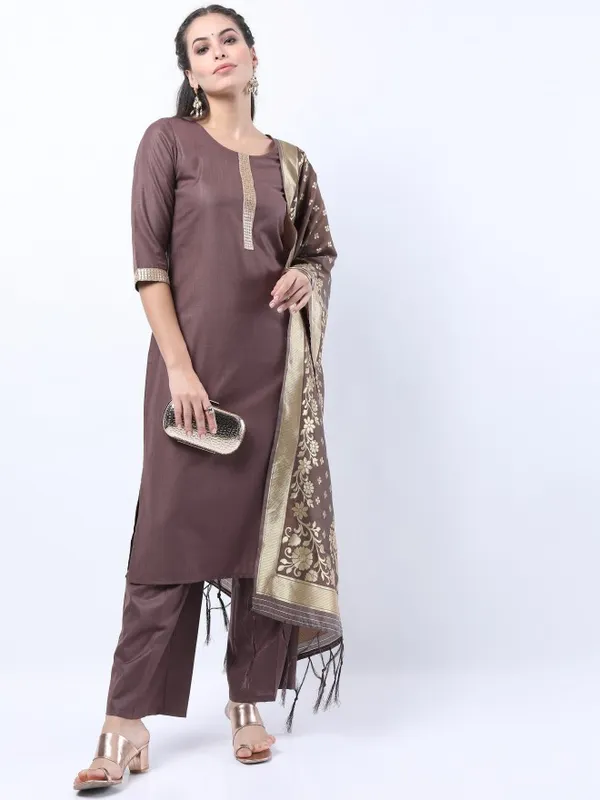  Ketch Women Brown Solid Kurta Sets