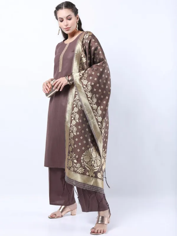  Ketch Women Brown Solid Kurta Sets