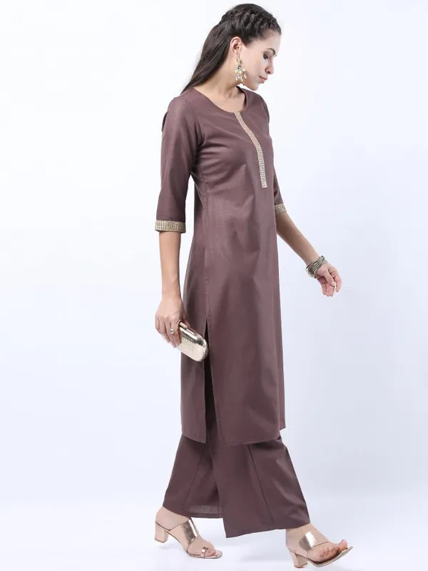  Ketch Women Brown Solid Kurta Sets