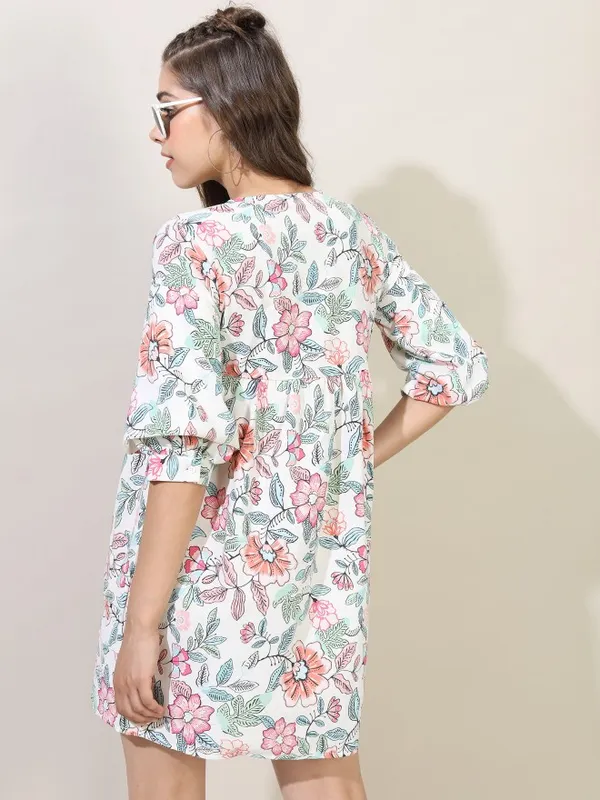  Tokyo Talkies Women White Printed A-Line Dresses