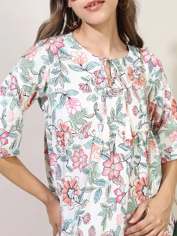  Tokyo Talkies Women White Printed A-Line Dresses
