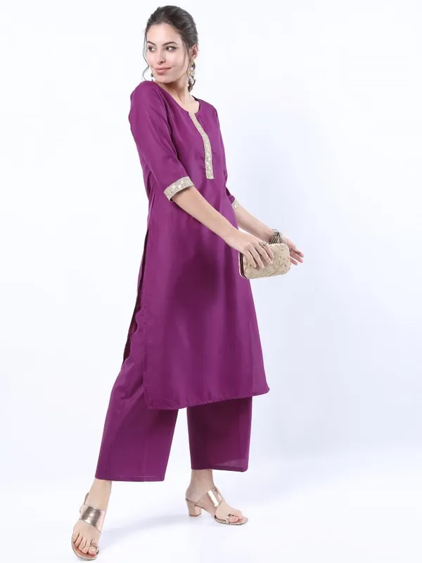  Ketch Women Purple Printed Kurta Sets
