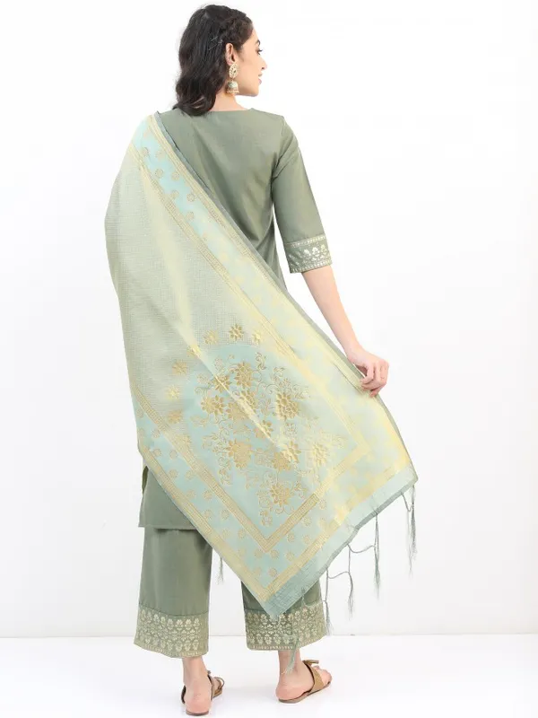 Women Straight Kurta With Palazzo & Dupatta
